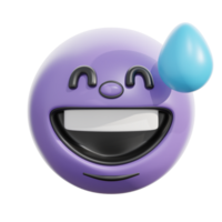 3D Retro Grinning Face With Sweat Emoji png