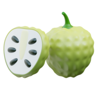 3D Custard Apple Icon Illustration Render png