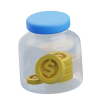 3D Jar of Money Icon Illustration Render png