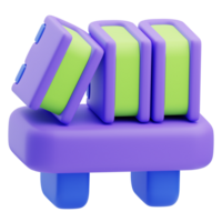 3D Bookshelf Icon Illustration Render png