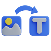 3D Image To Text Icon Illustration Render png