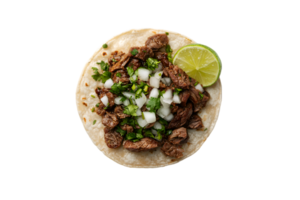 A la parrilla pollo taco con mango salsa y repollo aislado en un transparente antecedentes png