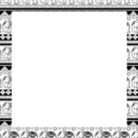 Square frame of elephant pattern in Thai line art style png
