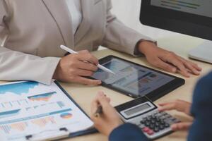 Business Documents, Auditor businesswoman checking searching document legal prepare paperwork or report for analysis TAX time,accountant Documents data contract partner deal in workplace office photo