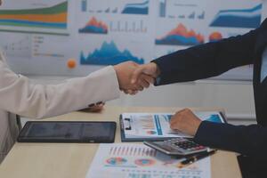 Business Documents, Auditor businesswoman checking searching document legal prepare paperwork or report for analysis TAX time,accountant Documents data contract partner deal in workplace office photo