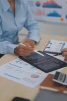 Business Documents, Auditor businesswoman checking searching document legal prepare paperwork or report for analysis TAX time,accountant Documents data contract partner deal in workplace office photo