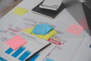 businessman working data document graph chart report marketing research development planning management strategy analysis financial accounting. Business office concept. photo