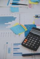 businessman working data document graph chart report marketing research development planning management strategy analysis financial accounting. Business office concept. photo