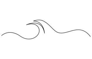 One single line simple ocean wave drawing vector