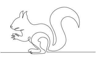 Squirrel single line art illustration vector