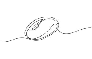 Mouse computer one continuous single line art drawing vector