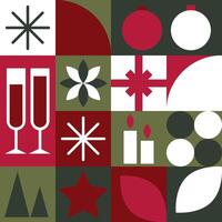 Modern minimalistic Christmas seamless pattern of square icons with Christmas symbols vector