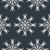 Large white snowflakes in a seamless pattern on a dark gray background vector