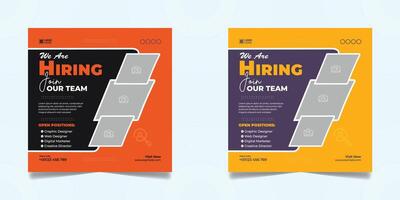 We are hiring social media post banner design template We are hiring square web banner design. vector