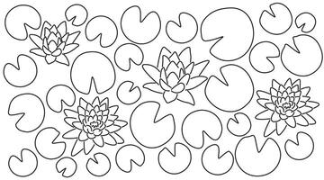 water lily line set in line doodle style vector