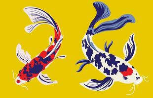 isolated koi fish set in shape style vector