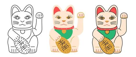 lucky cat in three styles vector