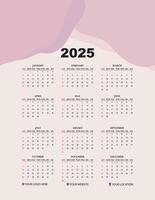 2025 calendar design vector