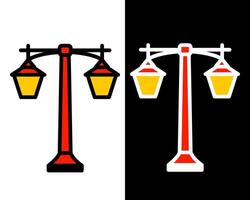 A tall, ornate post lamp featuring a decorative shade and intricate metalwork, adding an elegant touch to park entrances and gathering areas vector