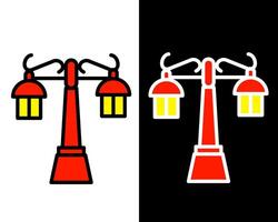 park lamp featuring two light fixtures on a single pole, providing broader illumination for large walkways and seating areas vector