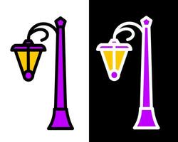 Illustration of timeless park lamp design with a tall, elegant pole and warm lighting, creating a welcoming ambiance in public parks and pathways vector