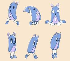 A set of six different cartoon characters in different poses vector