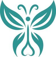 a butterfly logo with a green background vector