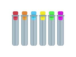 Set of test tubes with colored stoppers filled vector