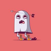A Sad Ghost character with an arrowhead. vector