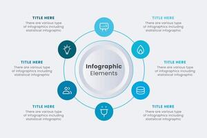 Infographic design template, A circle infographic with 6 steps can be used for workflow layout, presentation, diagram, banner, and illustration. vector