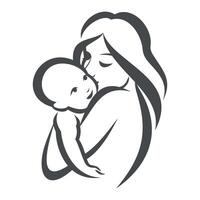 mother and child icon isolated vector