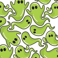 Pattern of green slime ghosts with cartoon style, vector