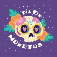 Decorative Day of the Dead sugar skull with flowers, vector