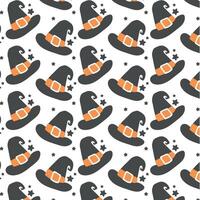 Pattern of Halloween witch hats with stars vector