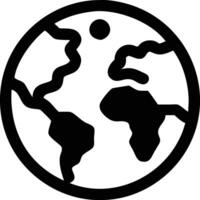 A black and white earth globe with a black outline vector