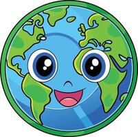 Cartoon earth with eyes and smile vector