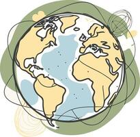 Earth globe with a heart and a circle around it vector