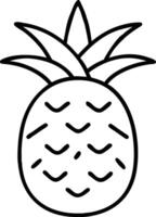 A pineapple is shown in a line drawing vector