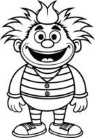 Cartoon character with a smile on his face coloring pages vector