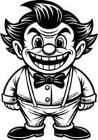 A cartoon clown with a bow tie and tie vector