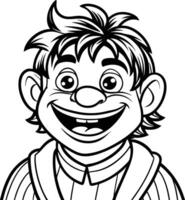 Cartoon character with a smile coloring page vector