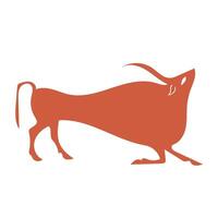 Illustration of a silhouette of a bull in the style of ancient Rome, Greece mural. vector