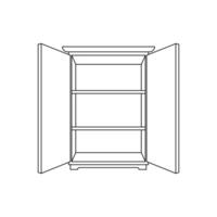 Open wood closet icon line or wardrobe isolated vector