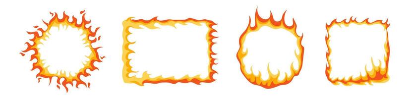 Fire ring frame. Flame circle border. vector