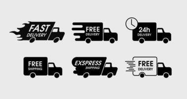 Fast delivery icon set. Van cargo delivery vector