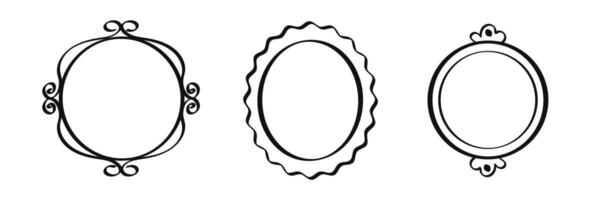Mirror hand drawn round frames vector