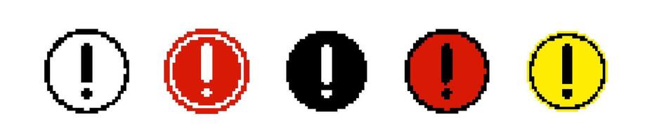 8 bit caution road sign icon. Pixel error retro banner. vector