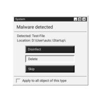 Old antivirus window in black style. Virus detected message in retro. vector