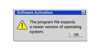 Software activation message. Old warning notification in retro style. vector