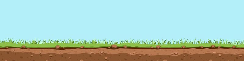 Grass soil game background. Level ground soil vector